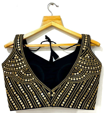 Beautiful Foil Mirror Work Silk Readymade Blouse to Pair with Saree or Lehenga