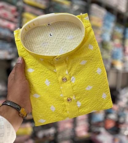 Father-Son Matching Cotton Printed Kurta Set with Pajama