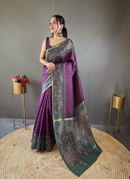 Smriti - Soft Chanderi Silk Saree with Prints and Stitched Blouse Options