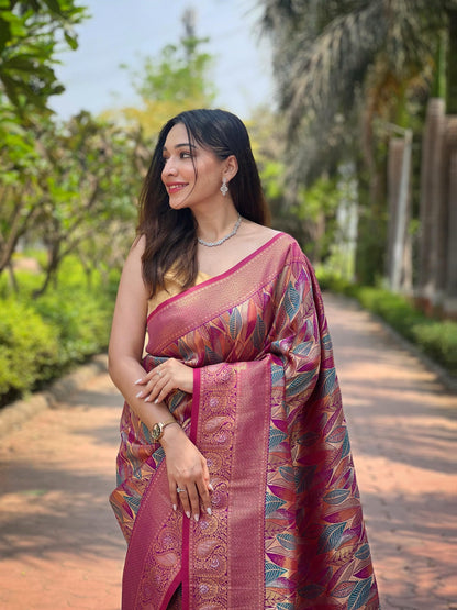Kanika - Pure Kanchipattu Silk exquisite weaves body Saree with Stitched Blouse Options