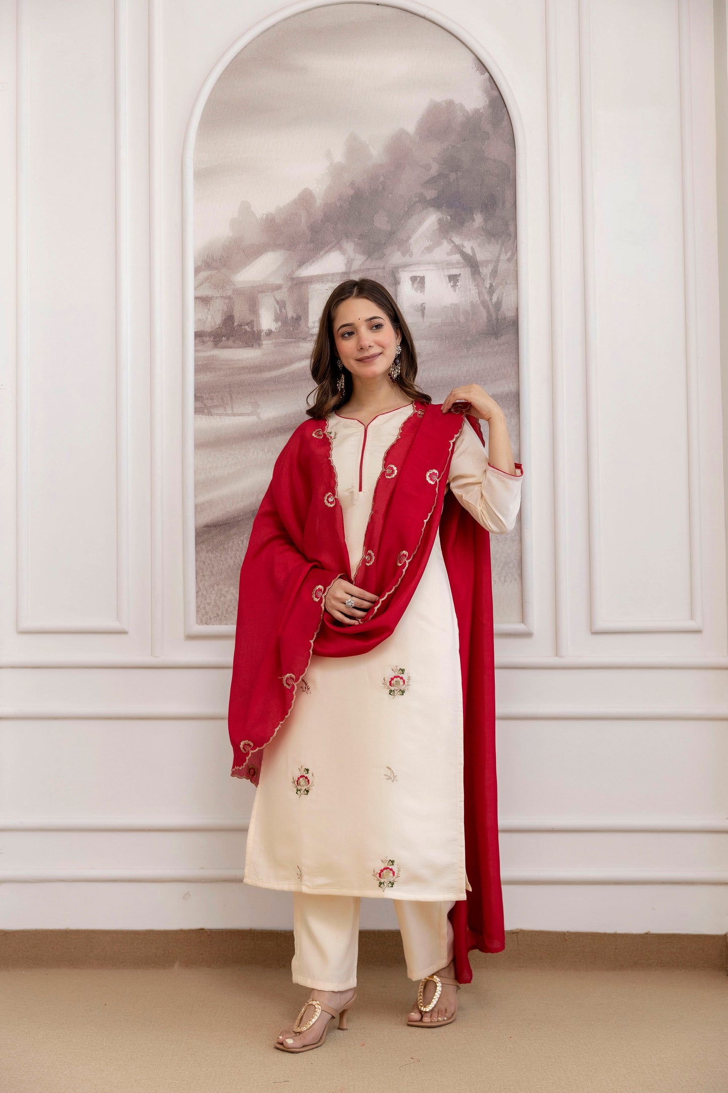 Creame Soft Chanderi Silk Kurti Lightweight and Minimal Fully Stitched