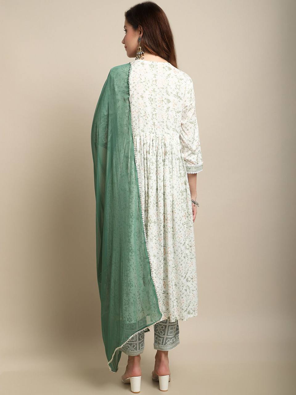 Pastel green kurti with pant and dupatta