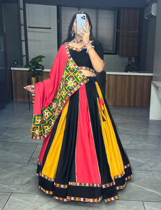 Traditional Navratri Special Chaniya Choli Fully Stitched with Mirror Work