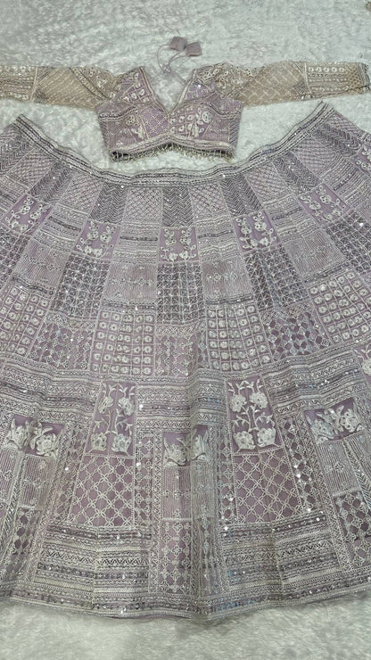 Siya - Pastel Light Colour beautiful Net Embroidered Lehenga