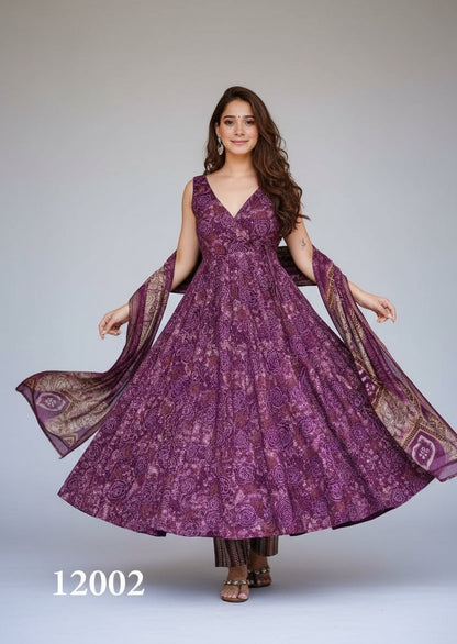 Floral Soft Silk Printed Casual Kurti Pant Set Fully Stitched upto 6XL Sizes