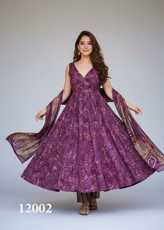 Floral Soft Silk Printed Casual Kurti Pant Set Fully Stitched upto 6XL Sizes