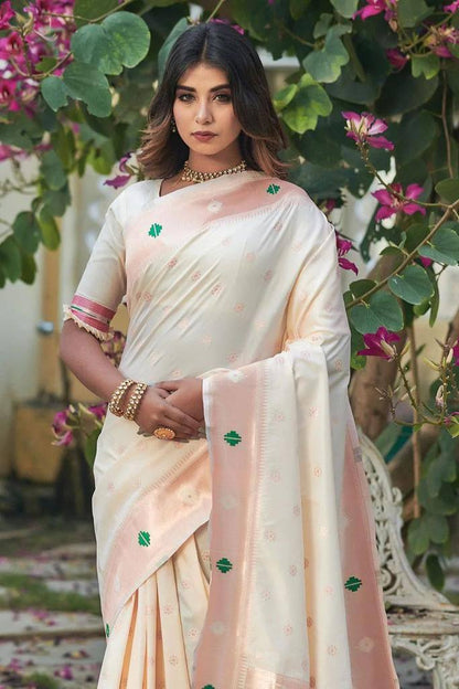 Pure silk zari weaved saree with stitched blouse