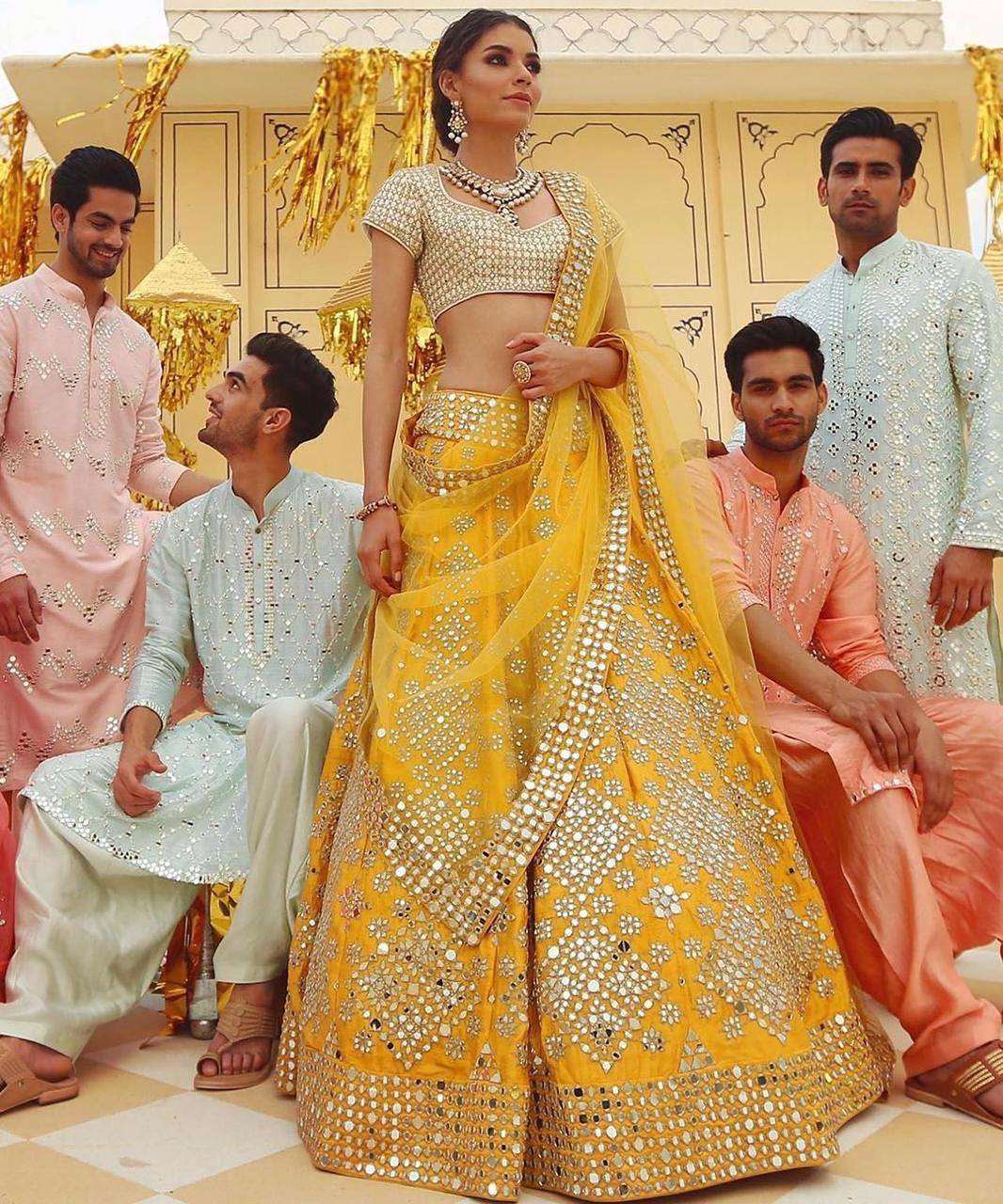 Mustard yellow fully stitched premium lehenga