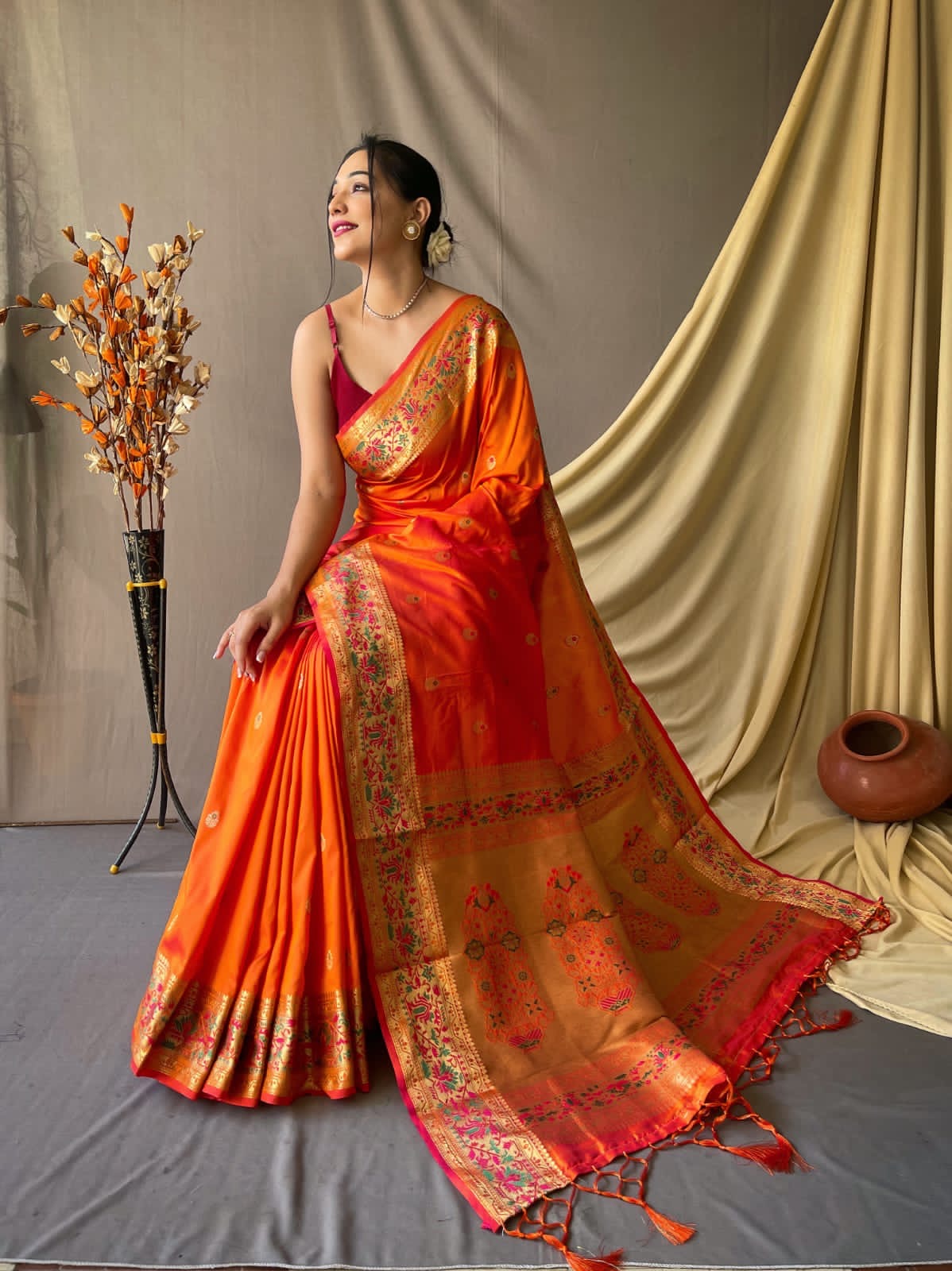 Pure paithani silk saree with stitched blouse