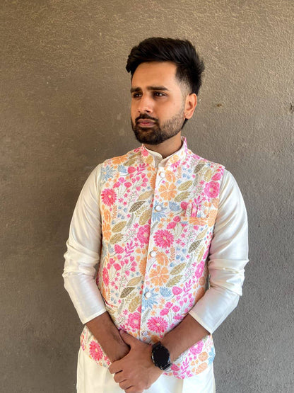 Veer - Premium Men's Rayon Silk Koti Kurta Pajama