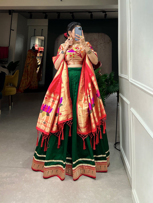 Viyana - Green silk lehenga