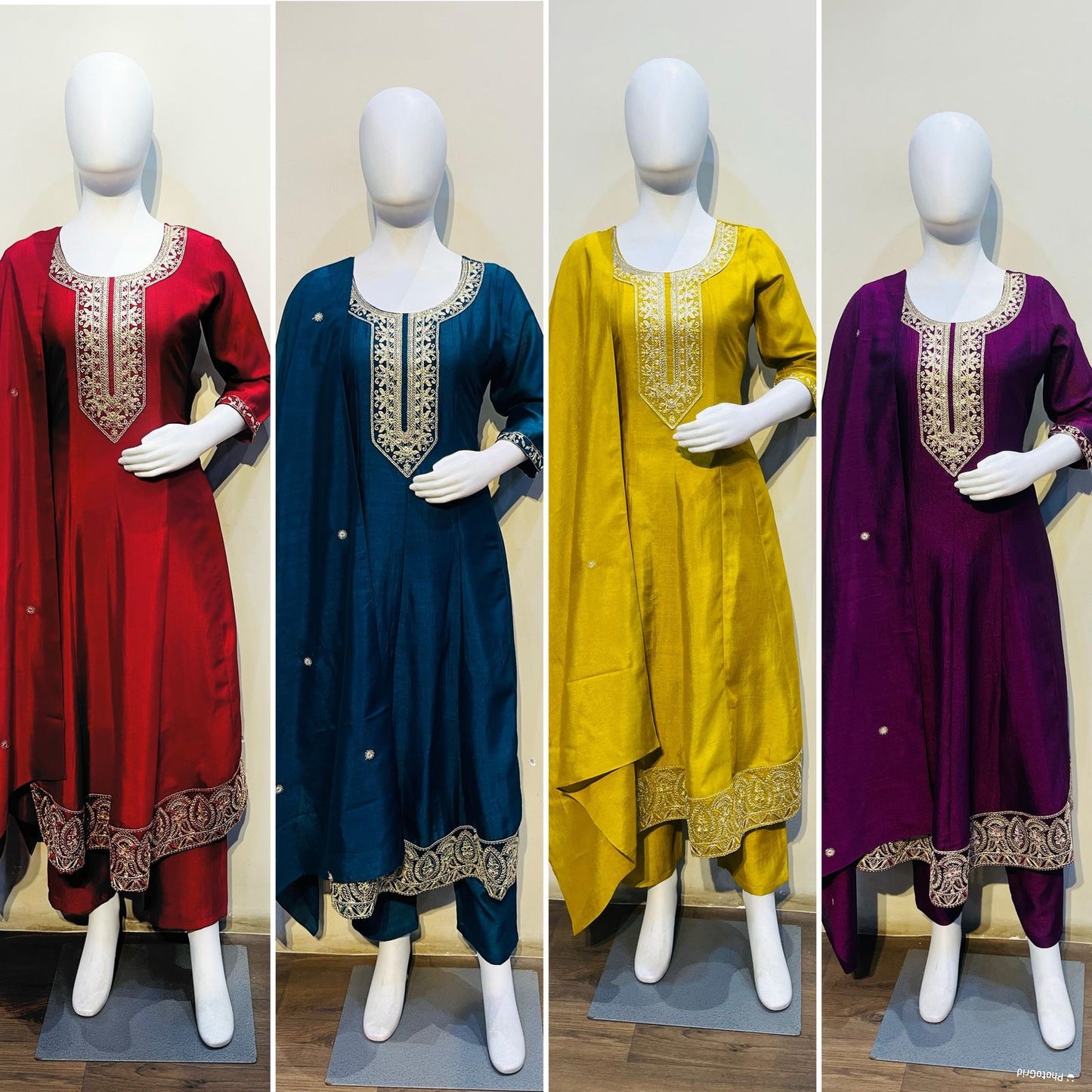 Vichitra Silk Embroidered Suit Fully Stitched