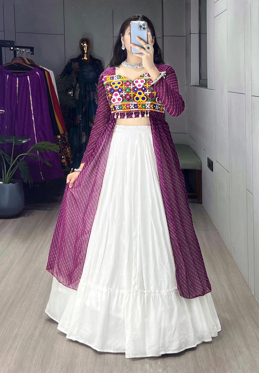 Purple Navratri Special Indo western Chaniya Choli Fully Stitched