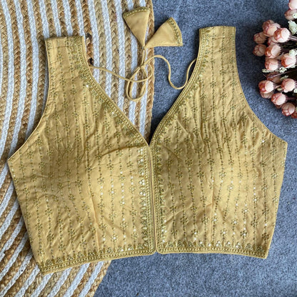 Premium Silk Fabric Heavy Thread and Sequins Embroidered Readymade Blouse