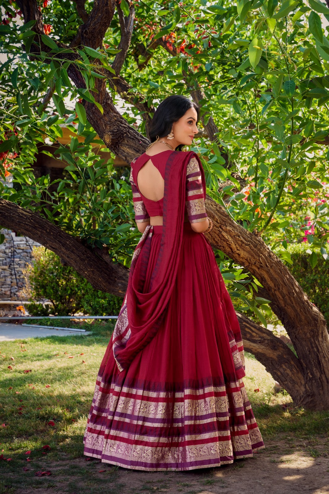 Priyaa - Beautiful Chanderi Cotton Fully Stitched Lehenga