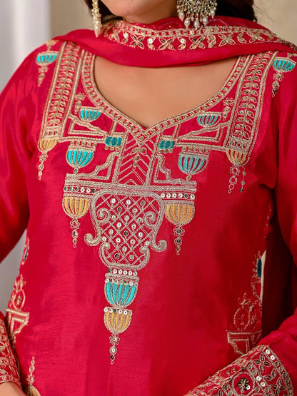 Cherry Pink Elegant Sharara Set Fully Stitched