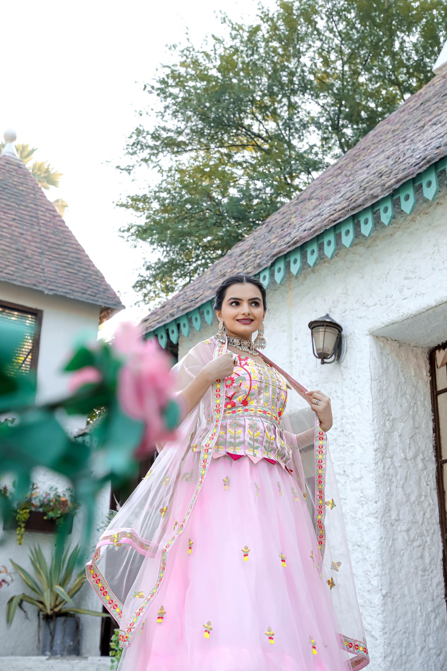 Baby Pink Double Layered Lehenga fully stitched