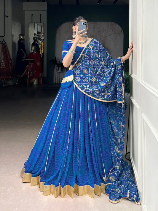 Beautiful Georgette Bandej Print Flowy Chaniya Cholis for Navratri 2025
