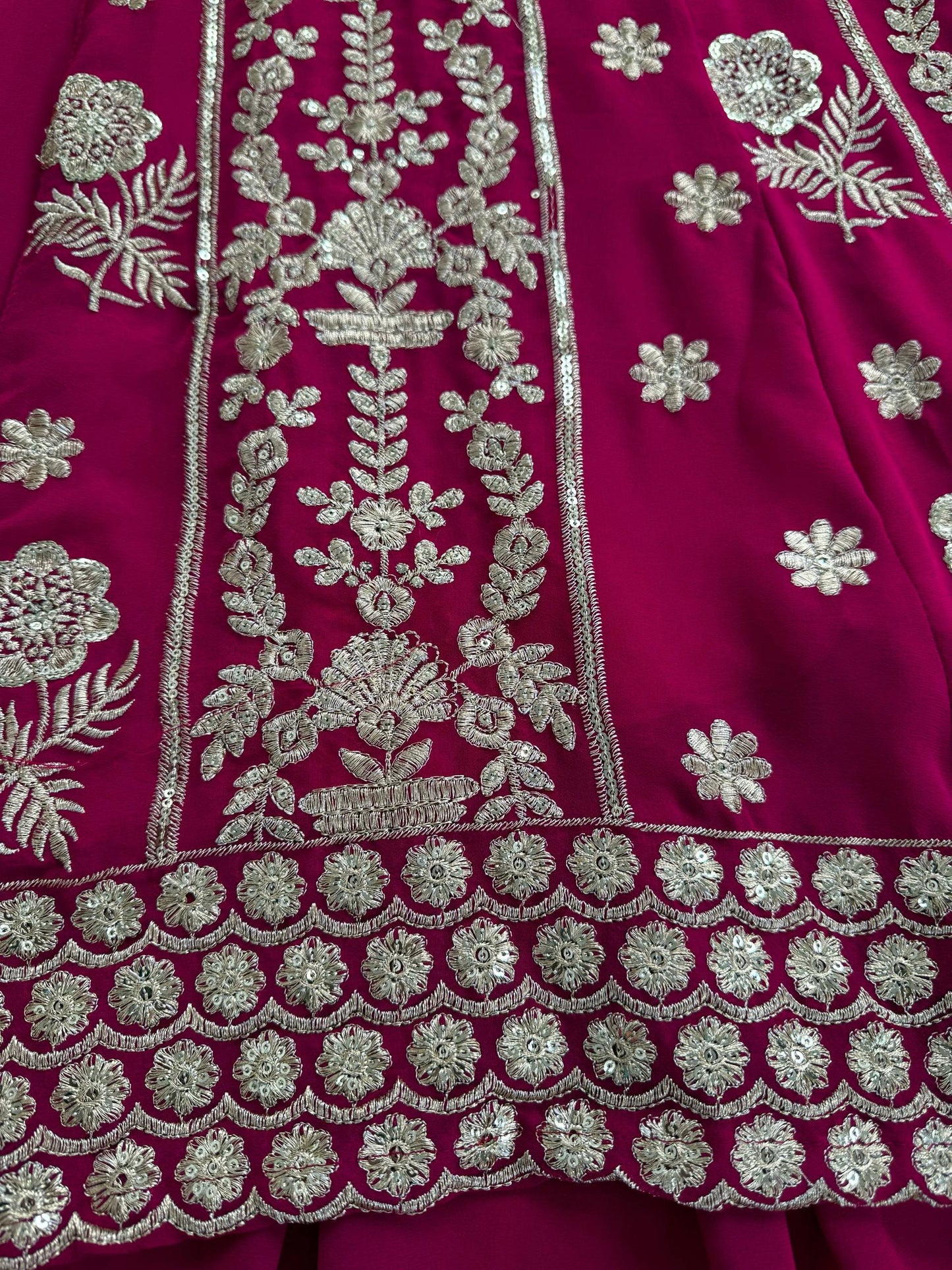 Mohe - Beautiful Magenta Wine Georgette Fusion Lehenga Fully Stitched