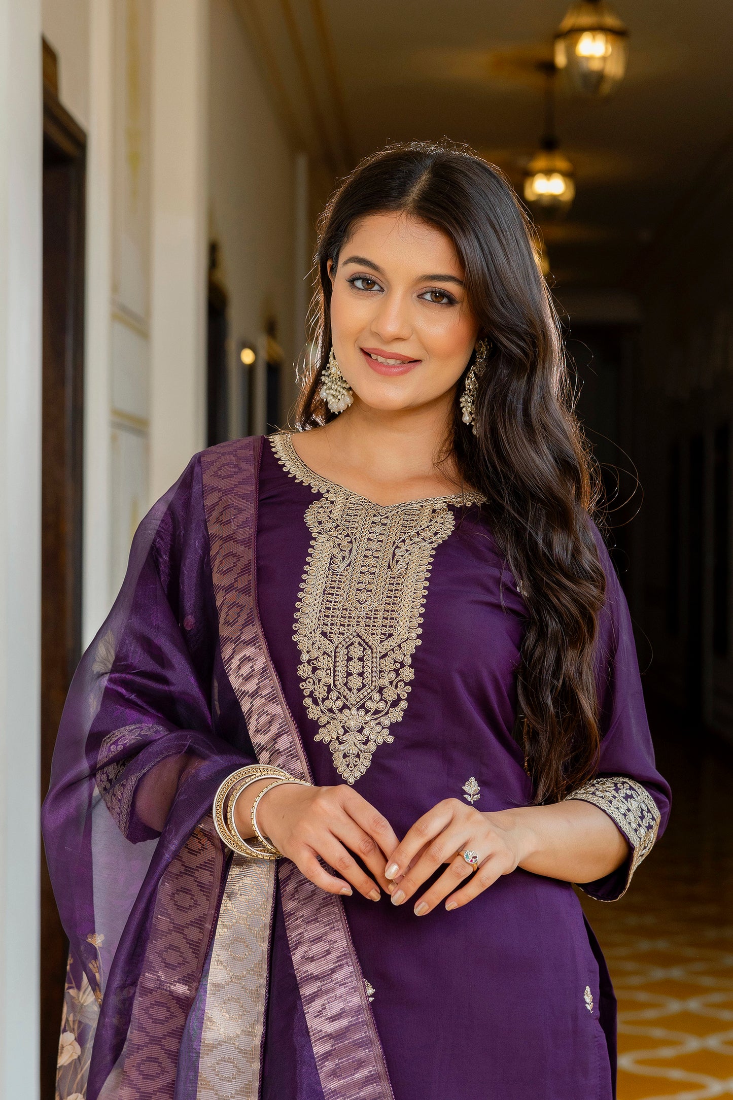 Thanos Purple Soft Silk Kurti Set with Beautiful Embroidery