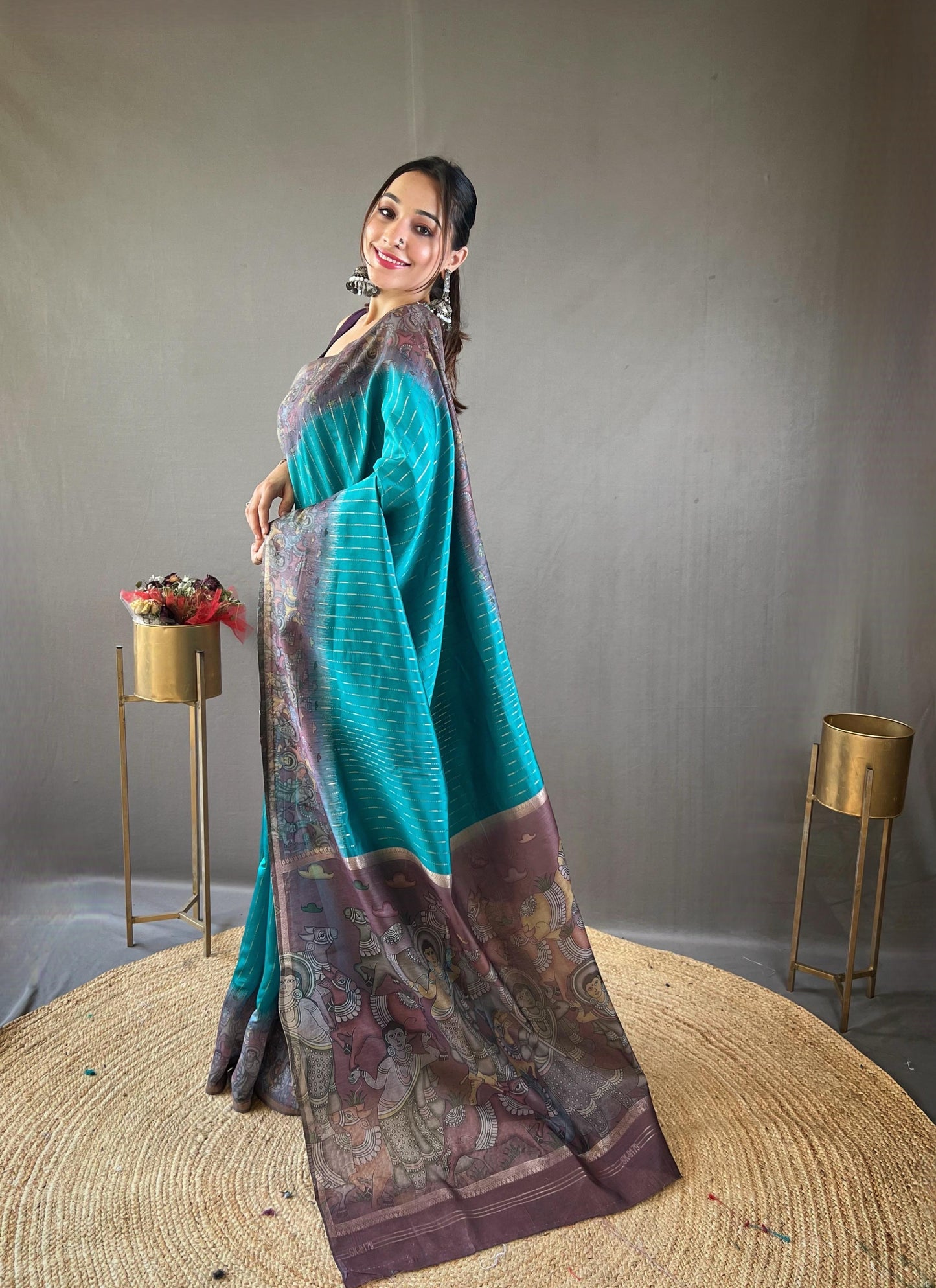 Smriti - Soft Chanderi Silk Saree with Prints and Stitched Blouse Options