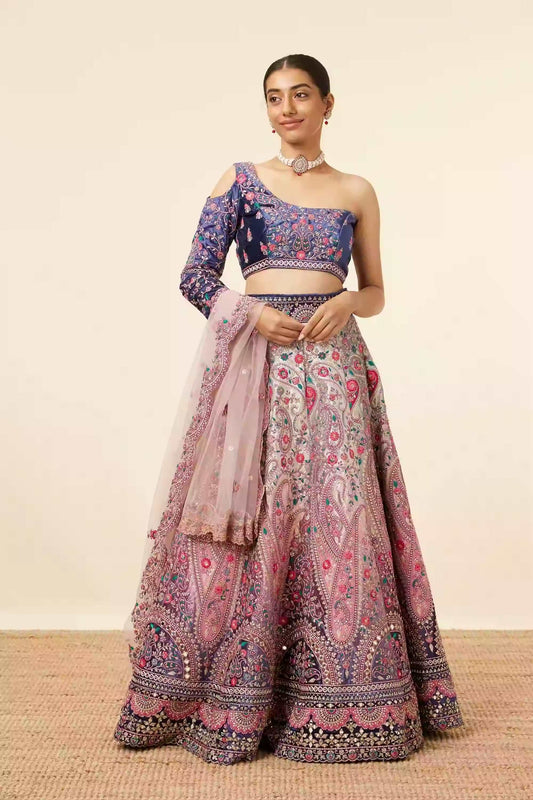 Midnight sapphire blue fully stitched lehenga