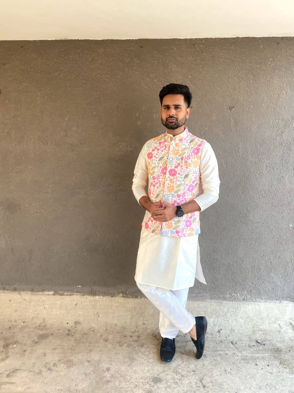 Veer - Premium Men's Rayon Silk Koti Kurta Pajama