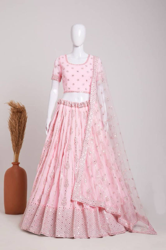 Heavy georgette embroidered lehengas