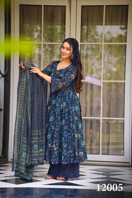 Floral Soft Silk Printed Casual Kurti Pant Set Fully Stitched upto 6XL Sizes