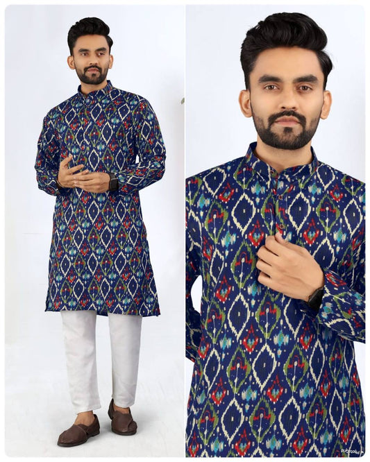 Abstract Print Men's Cotton Rayon Kurta with Pajama for festive or wedding looks