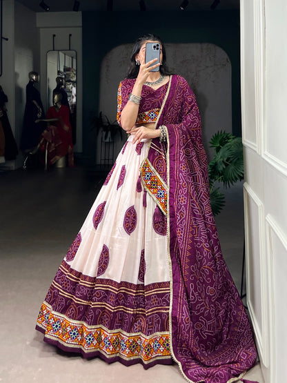 Beautiful Bandhej Print Silk Lehenga Choli Fully Stitched