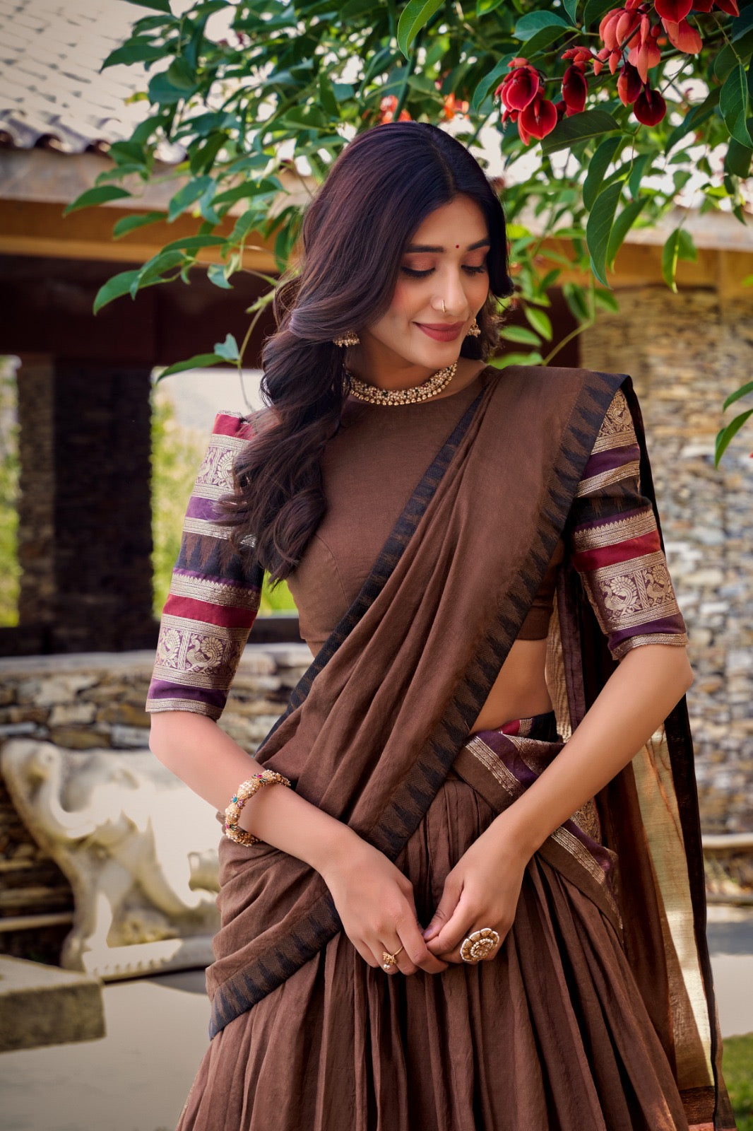 Priyaa - Beautiful Chanderi Cotton Fully Stitched Lehenga