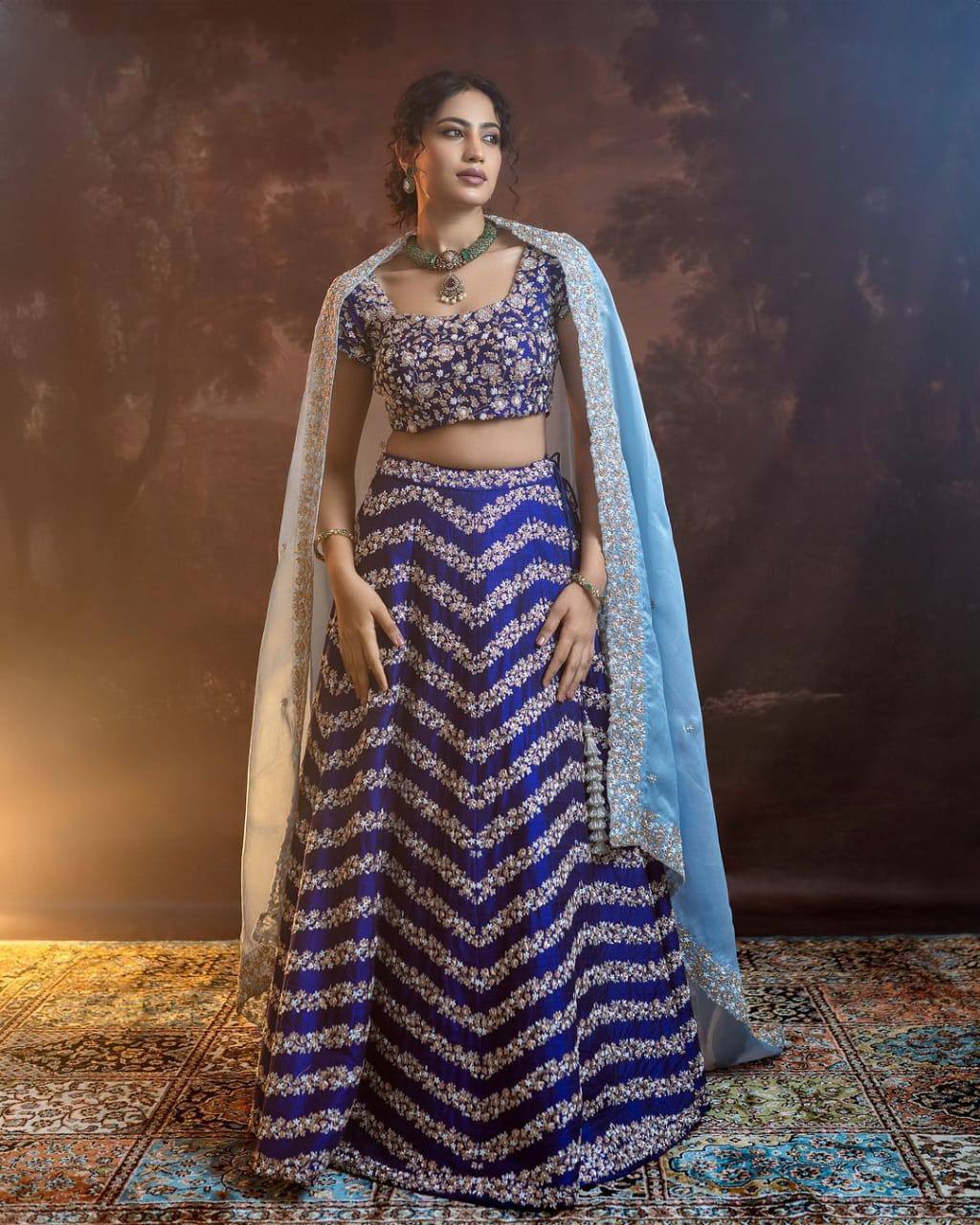 Premium Royal Blue Silk Lehenga with Heavy Embroidery Fully Stitched