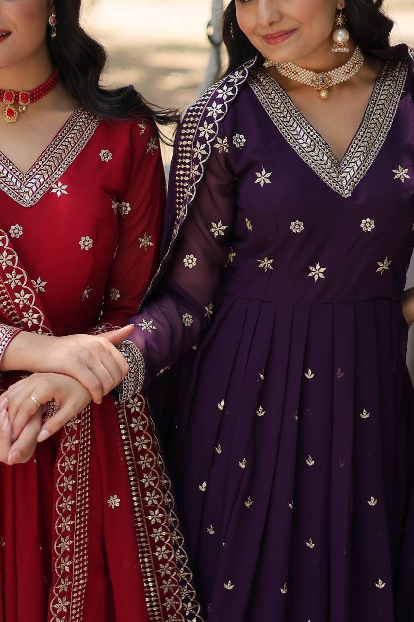 Premium Purple Anarkali Gown Fully Stitched