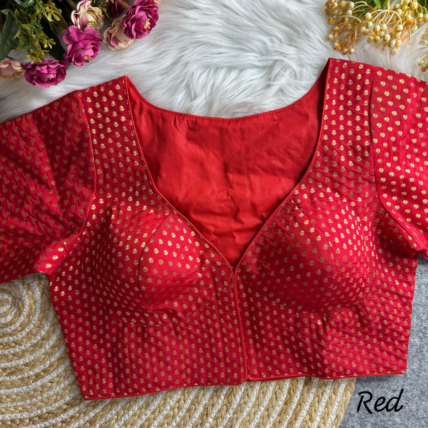 Beautiful Meena Silk Readymade Butti Jacquard Blouse