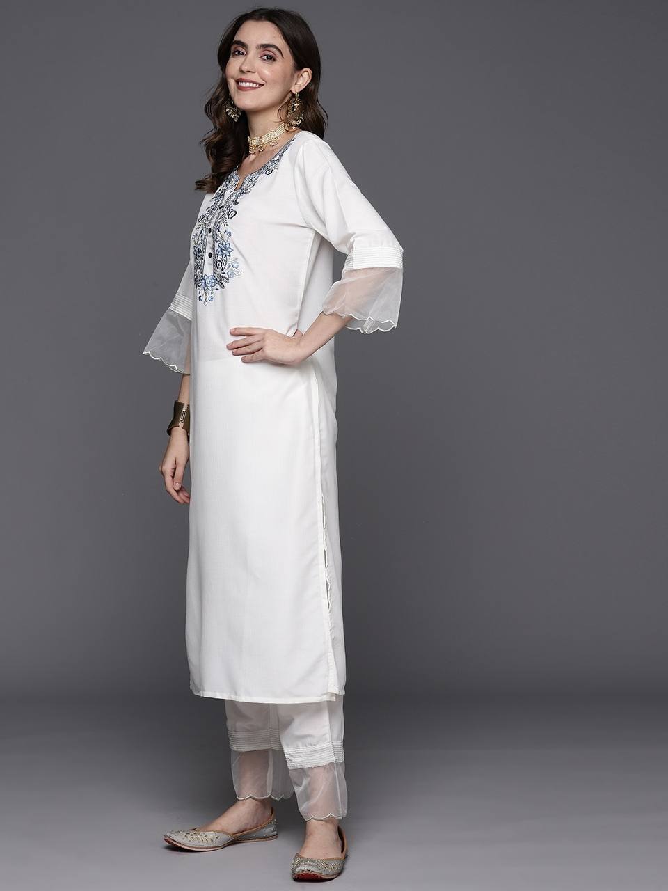 Premium white kurti set