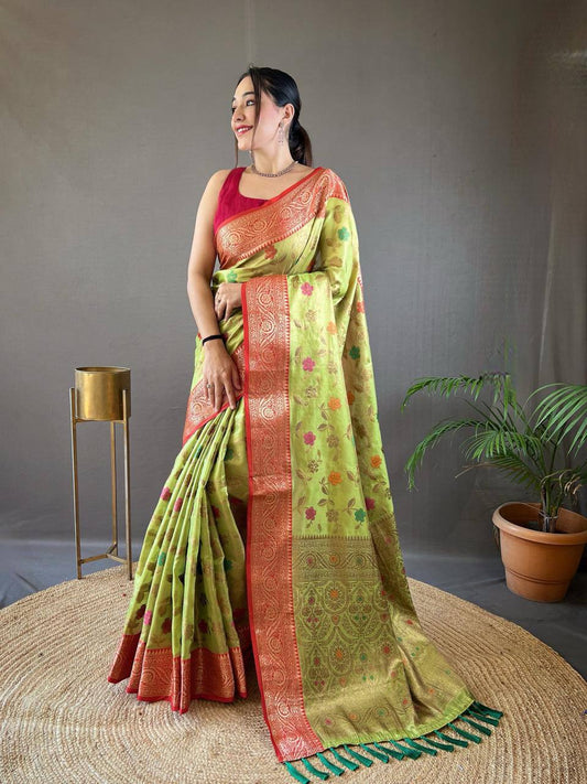 Veeny - Premium Organza Tissue Silk Saree with Readymade Blouse