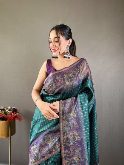 Smriti - Soft Chanderi Silk Saree with Prints and Stitched Blouse Options