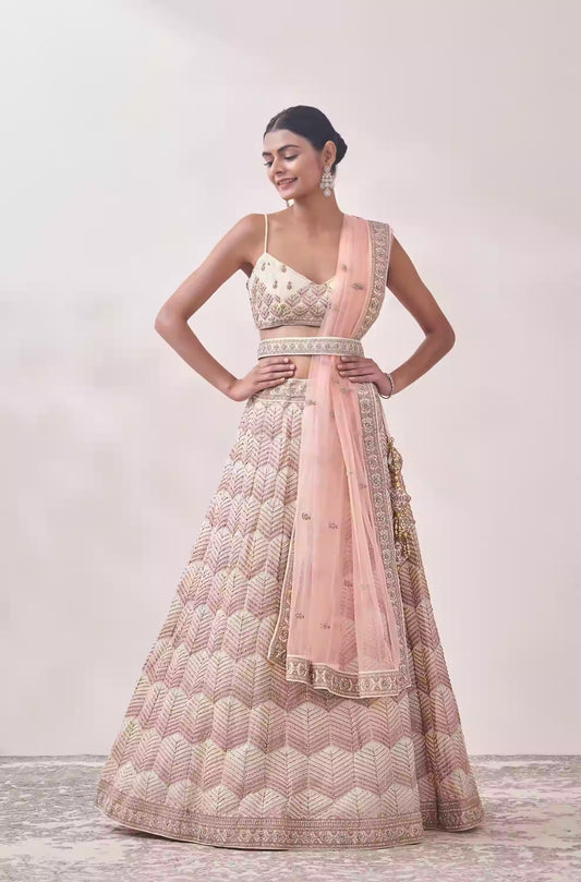 Peach georgette lehenga fully stitched