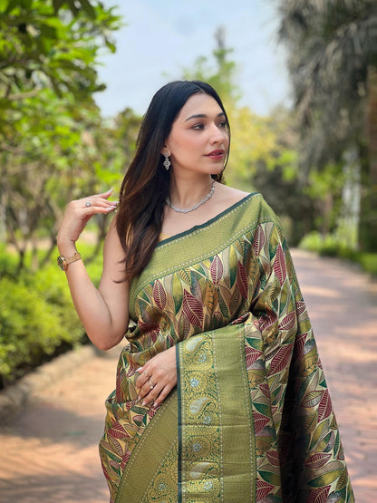 Kanika - Pure Kanchipattu Silk exquisite weaves body Saree with Stitched Blouse Options