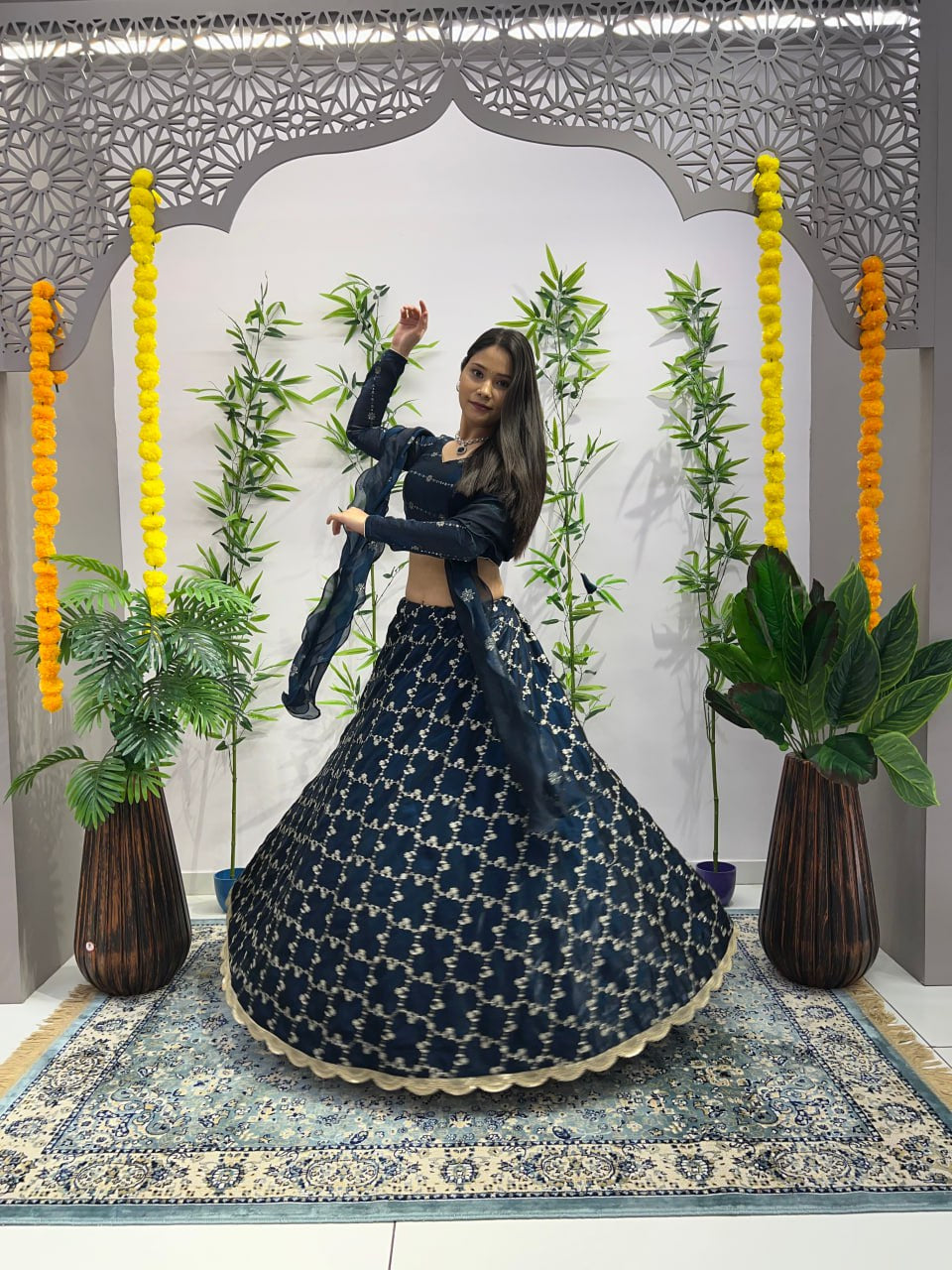 Premium Rama Lehenga with Blouse and dupatta fully stitched