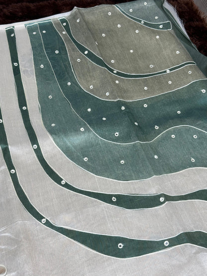 Pure Tusser Linen Saree Fluid Printed Design with Stitched Blouse Options
