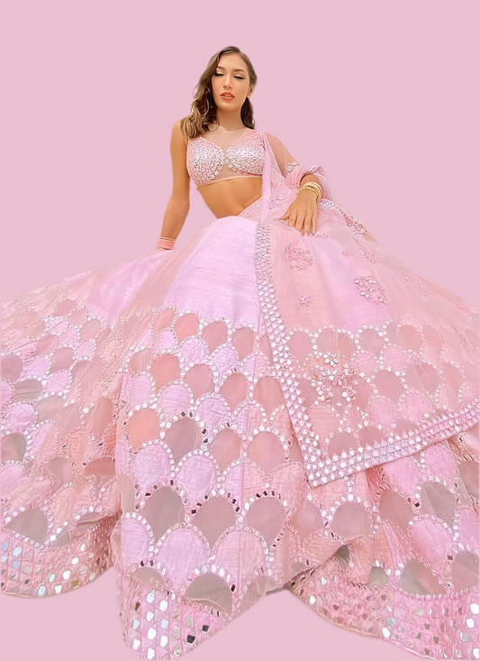 Premium Pastel Pink Readymade Lehenga