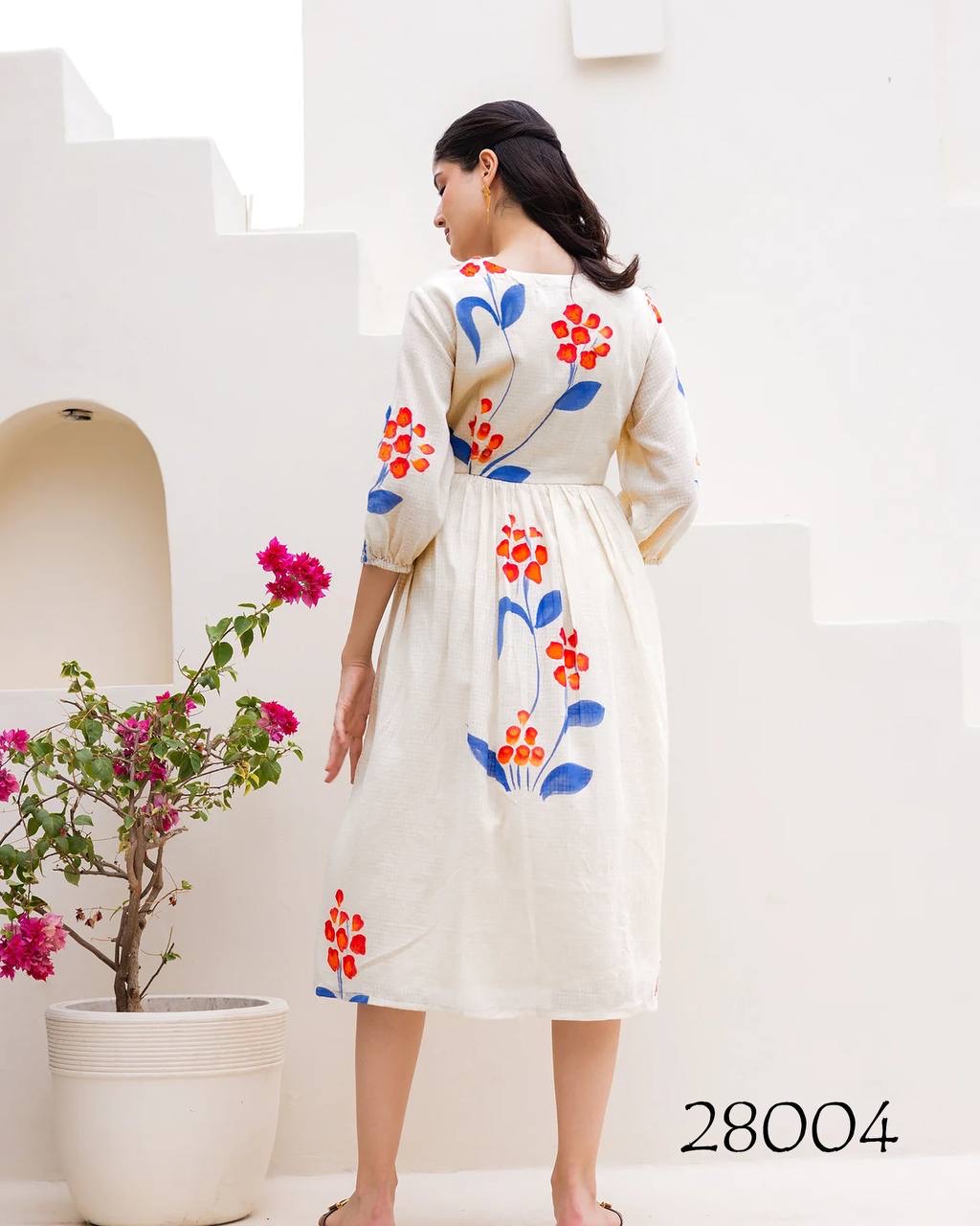 White Beautiful Floral Printed Soft Kota Fabric Casual Wear Readymade upto 6XL sizes