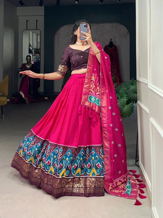 Royal Pink Dola Silk Navratri Special Chaniya Choli Fully Stitched