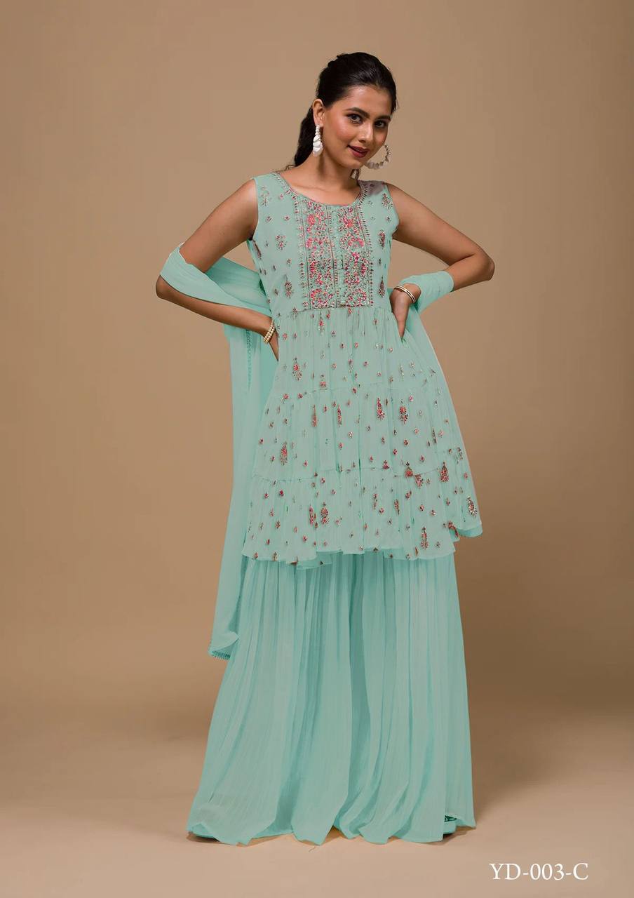 Embroidered Sharara suit