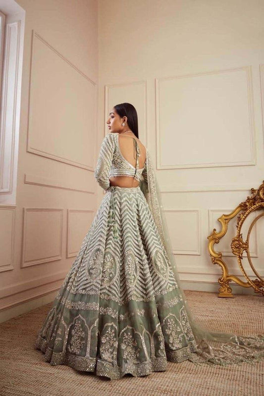 Premium Pista brown fully stitched lehenga