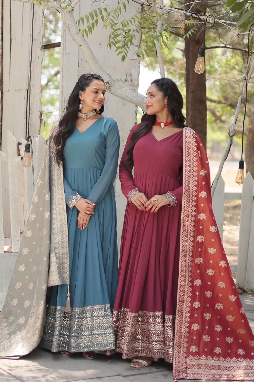 Elegant Anarkali Georgette Fully Stitched Gown