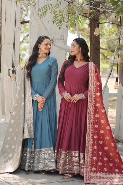 Elegant Anarkali Georgette Fully Stitched Gown