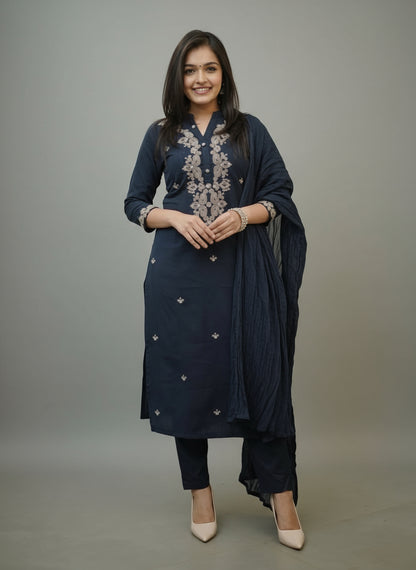 Kavya - Premium Navy Blue Kurti Set for all occasions